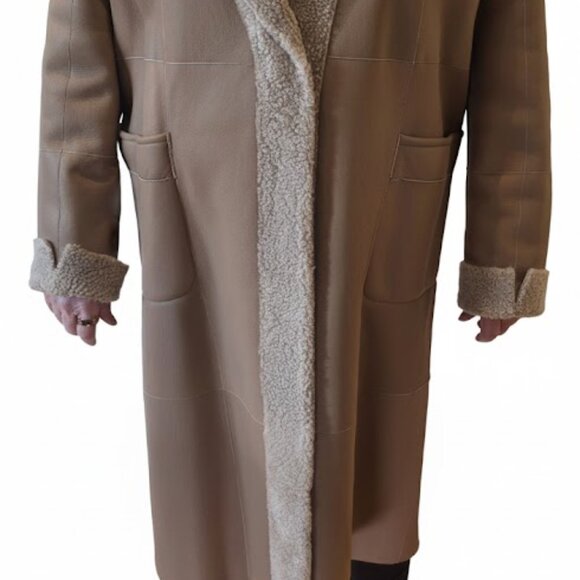 Artico Shearling Leather Coat - Size 48 euro - worn once - tan -Reversable - Picture 3 of 16